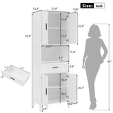 Freestanding Tall Bathroom Cabinet With Soft Close Doors And Adjustable Shelves