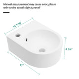 Modern Rectangle Wall Mount Bathroom Sink With Single Faucet Hole - White