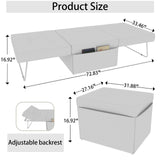 Modern Convertible Sofa Bed 4 In 1 Folding Ottoman Sleeper With Adjustable Backrest