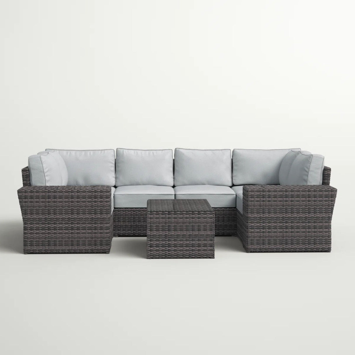 4 Person Outdoor Wicker Sofa Set With Cushions Versatile Seating - Brown