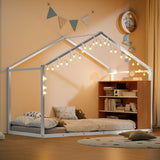 Bed House Frame With Shelves And Lights