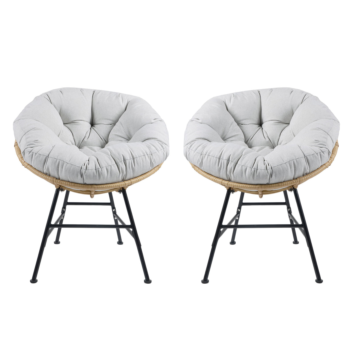 Palos - Outdoor Wicker Lounge Chair (Set of 2) - Brown / Light Gray