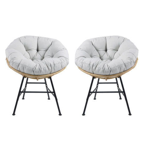Palos - Outdoor Wicker Lounge Chair (Set of 2) - Brown / Light Gray