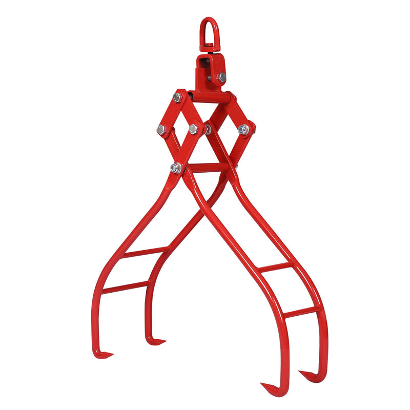 Heavy-Duty 4 Claw Timber Log Lifting Tongs Grabber - Red