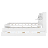 LED Platform Bed With Trundle With Storage Headboard With Drawers
