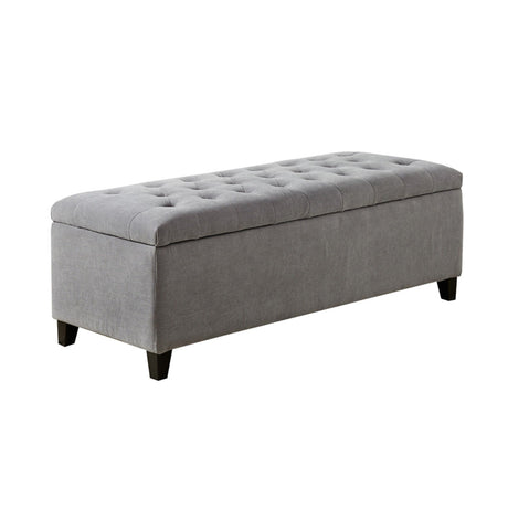 Elegant Design Tufted Top, Soft Close Storage Bench, Upholstered Fabric Solid