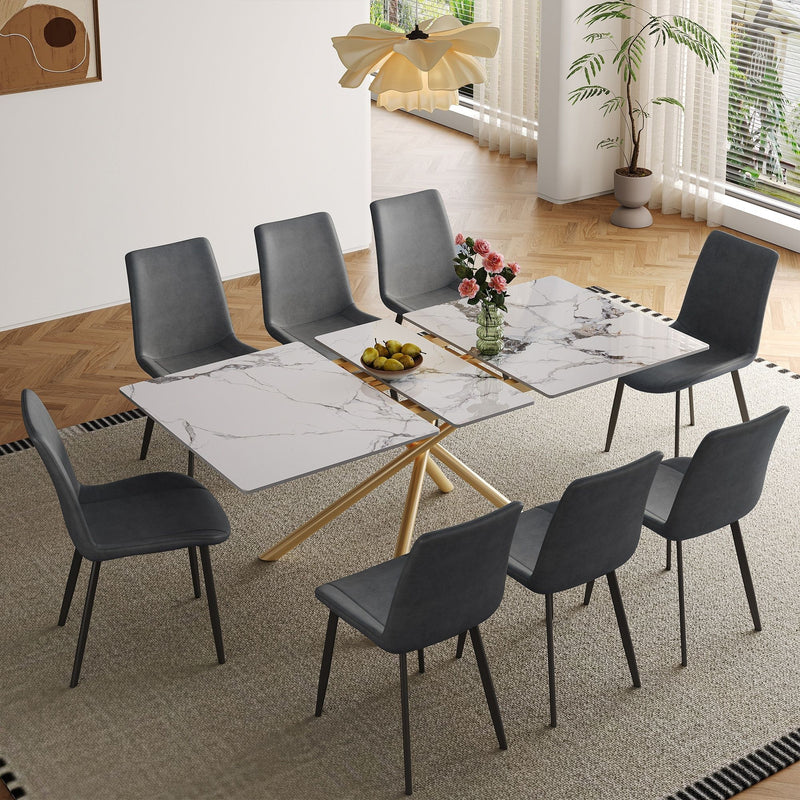 Modern Expandable Dining Table With Retractable Leaf With Chairs