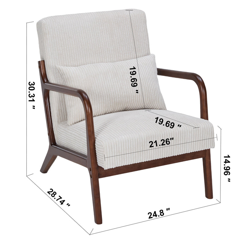 Accent Chair With Pillow And Wood Frame