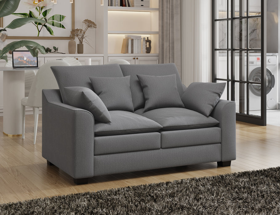 2 Pieces Sofa Couch 3-Seater and Loveseat with Pillows Polyester Upholstered Duck Down Filled Cushion Sofa Set for Living Room Apartment,Grey