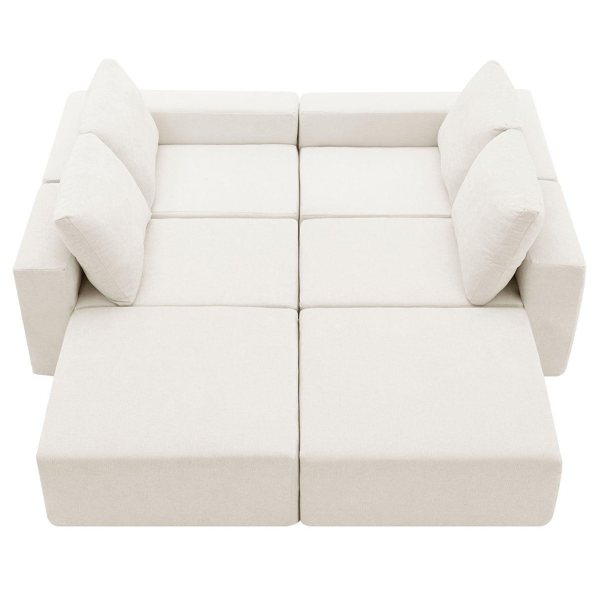 Modular U Shaped Sectional With Ottomans, Luxury Cloud Floor Couch With Deep Seat Fully Compressed Upholstered Sofa
