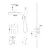 Dual Shower Head 10" Ceiling Mount Square Shower System With Rough In Valve - Matte Black
