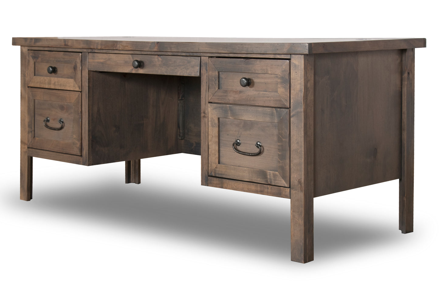 Bridgevine Home Joshua Creek Executive Desk, No Assembly Required, Barnwood Finish