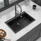 Kitchen Sink Granite Composite Drop In Sink With Durable Material - Black