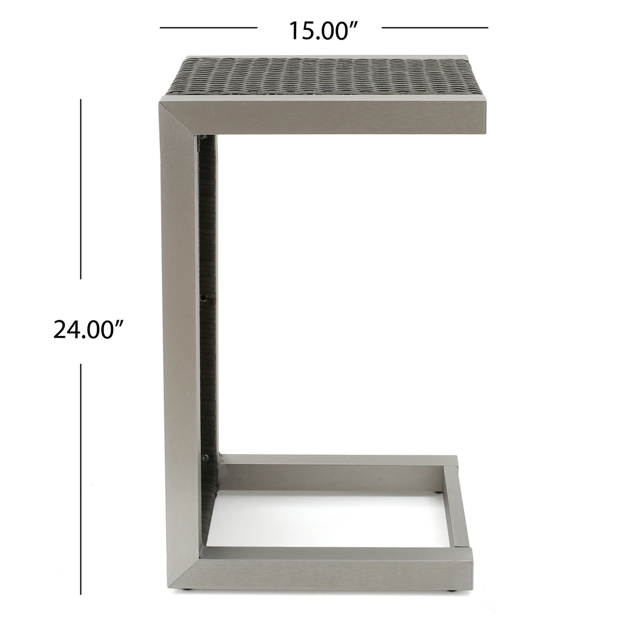 Cape - Coral Wicker C Shaped Table Modern DesignRattan And Aluminum Frame - Brown