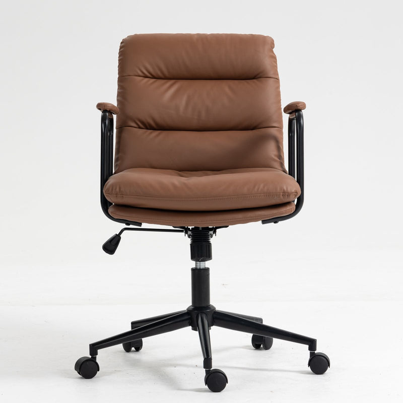 Office Chair, Mid Back Home Office Desk Task Chair With Wheels And Arms Ergonomic Computer Rolling Swivel Chair With Padded Armrest