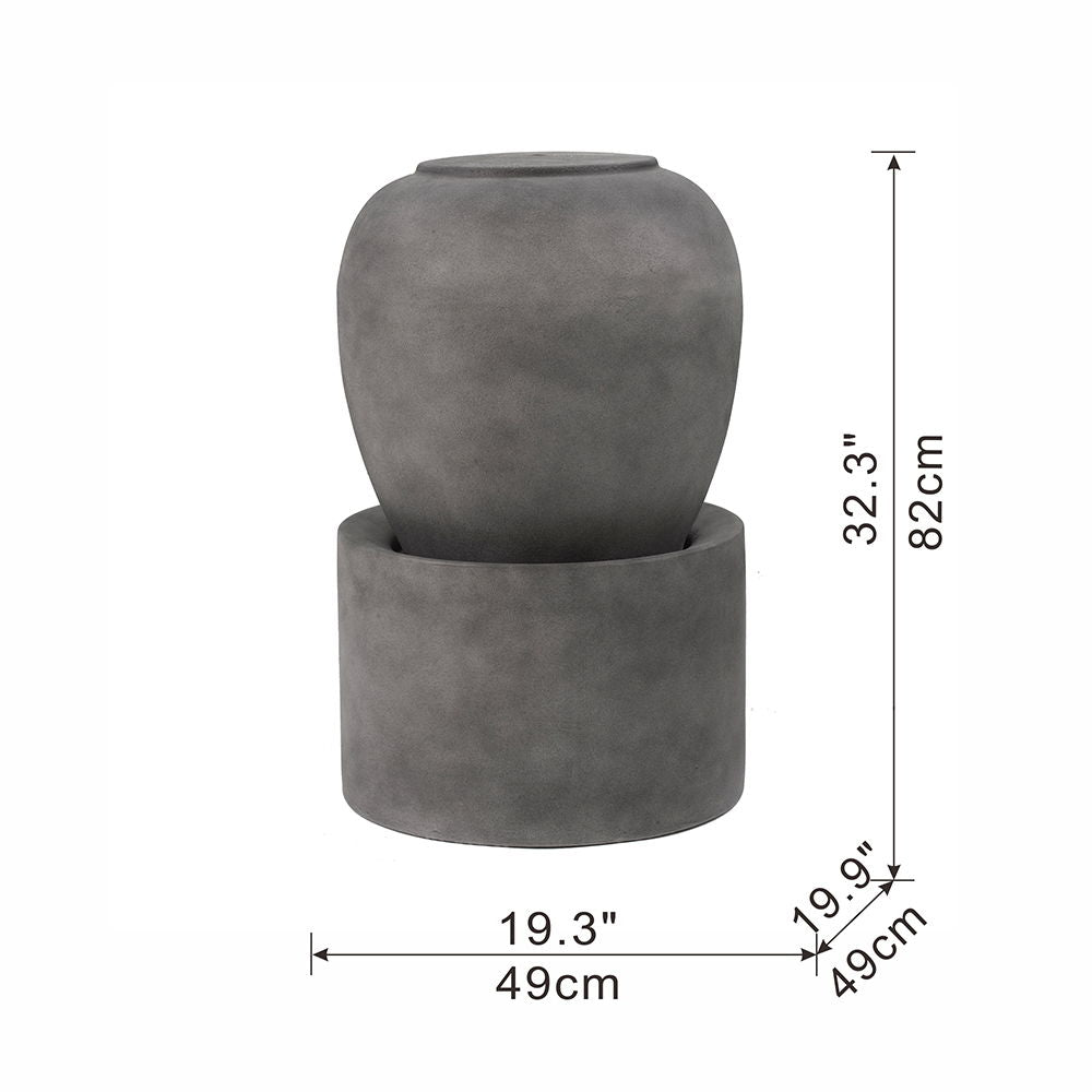 Heavy Outdoor Cement Fountain Antique, Cute Unique Urn Design Water Feature For Home Garden