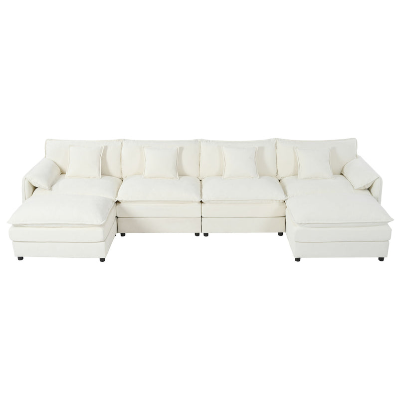 Modern Comfy Deep Seat Modular Sectional Sofa Cloud Couch With Ottoman