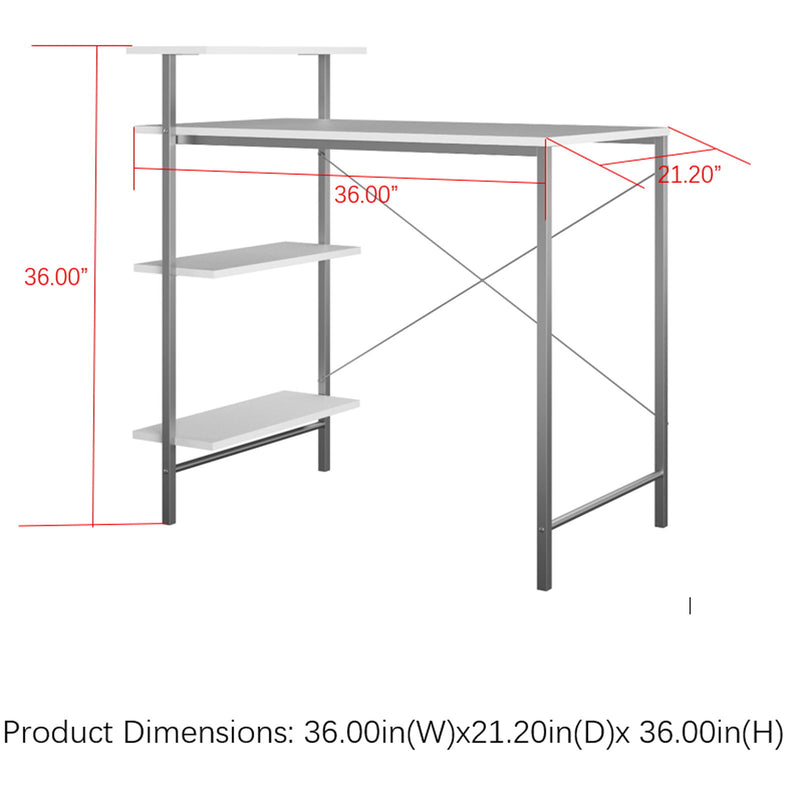 Side Storage Student Desk - White