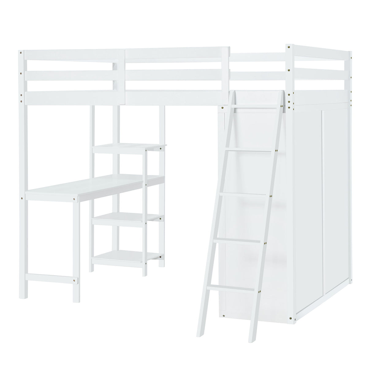 Loft Bed With Wardrobe And Desk And Shelves