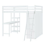 Loft Bed With Wardrobe And Desk And Shelves