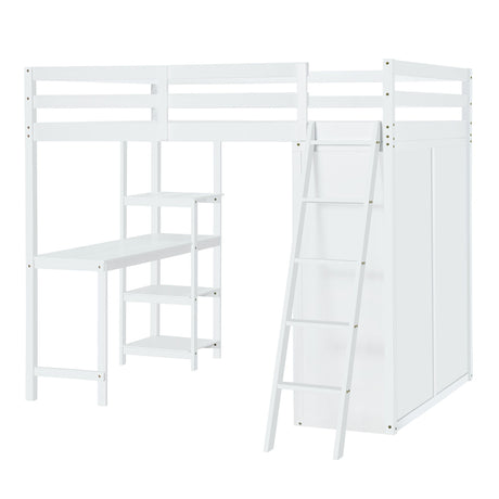 Loft Bed With Wardrobe And Desk And Shelves