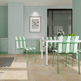 4 Piece Set Of Single Chairs With Modern Color Blocking Design, UV Resistant And Rust Proof - Haze Green / White