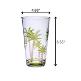 Palm Tree Design Acrylic Hi Ball Glasses Plastic, Bpa Free (Set of 4), 20Oz - Clear
