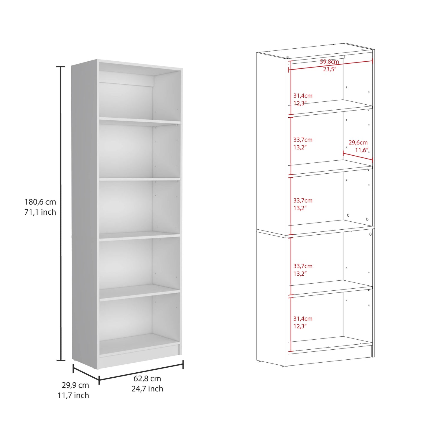 Dupree 3 Piece Home Bookcase set, 67" Wide with 14 Shelves ,  Living Room Set Set  White