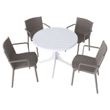 4 Modern Stackable Plastic Armchair Matched With Round Table