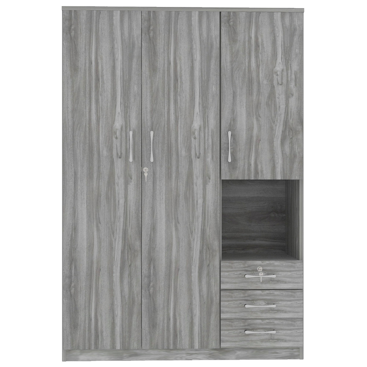 2 Doors Wardrobe Storage For Bedroom With Shelves And 3 Drawers