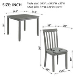 5 Piece Modern Dining Set, Square Wooden Dining Table With 4 Upholstered Chairs For Kitchen, Dining Room - Gray