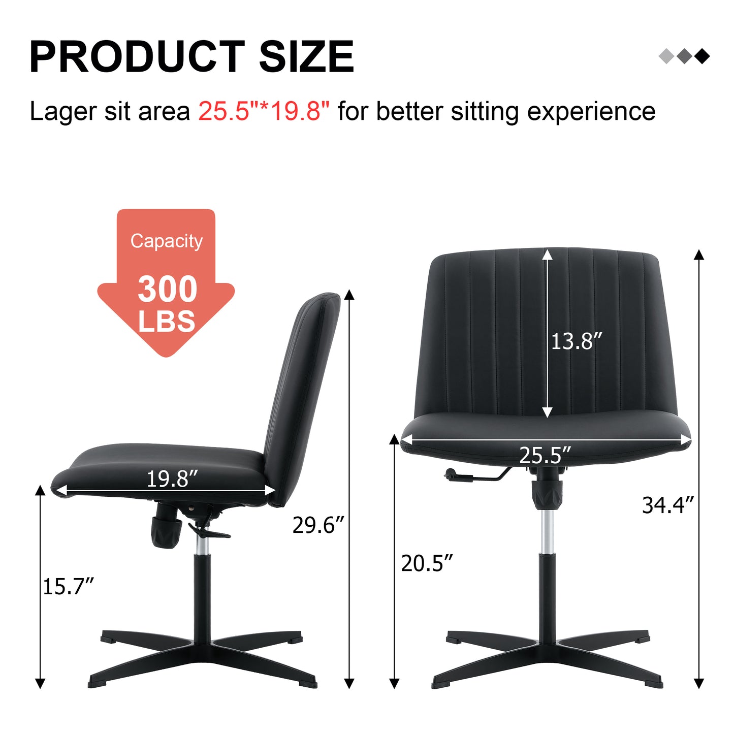 Black High Grade Pu Material. Home Computer Chair Office Chair Adjustable 360 ° Swivel Cushion Chair With Black Foot Swivel Chair Makeup Chair Study Desk Chair. No WheelsW115167391