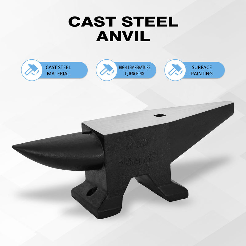 Heavy Duty Cast Steel Anvil, 22 Lbs Single Horn With Large Countertop, High Hardness For smithing
