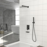 12" Ceiling Mount Square Shower System With Waterfall Tub Spout And Handheld Shower
