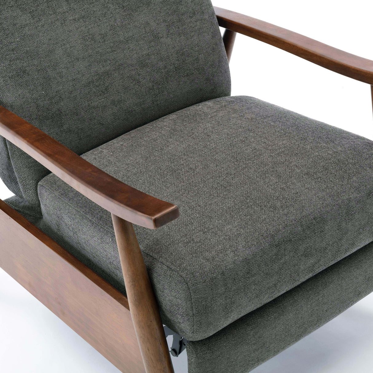 Saugus - Wood Arm Push Back Recliner Modern Fabric With Wood Arms - Charcoal