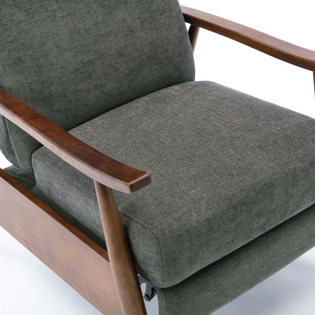 Saugus - Wood Arm Push Back Recliner Modern Fabric With Wood Arms - Charcoal
