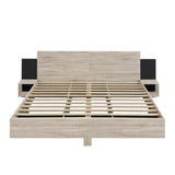 Floating Platform Bed, With LED Lights, Bedside Nightstand