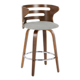 Cosini - Mid Century Modern Fixed Height Barstool With Swivel With Round Footrest (Set of 2)