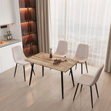 Modern Minimalist Dining Table And Chairs With Metal Legs For 4 - 6 Seats - Wood