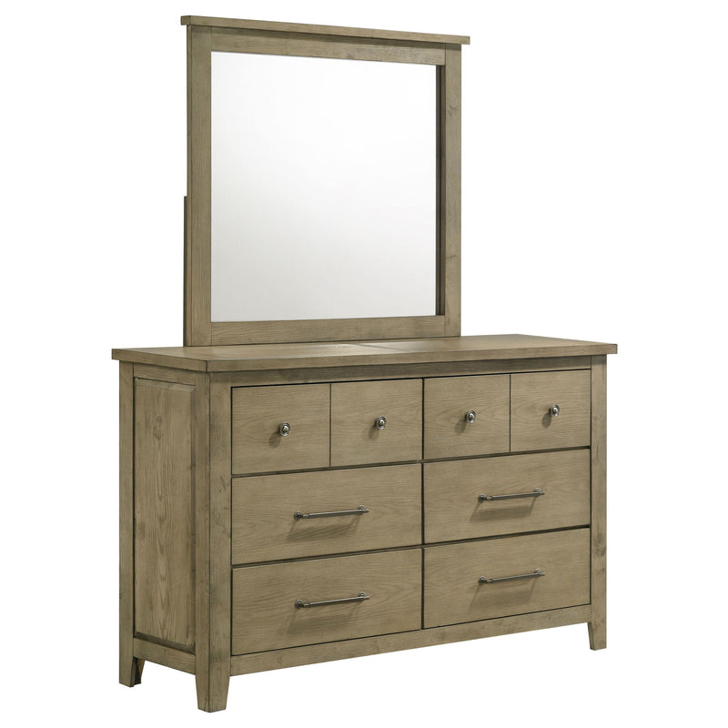 Pelton - 6 Drawer Dresser With Mirror - Oak