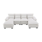 Modern U-Shaped Sectional Sofa With Waist Pillows, 6 Seat Upholstered Symmetrical Sofa Furniture, Sleeper Sofa Couch With Chaise Lounge For Living Room