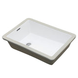 Vertical Undermount Bathroom Sink With Overflow - White