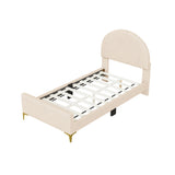 Upholstered Platform Bed With Classic Semi-Circle Shaped Headboard