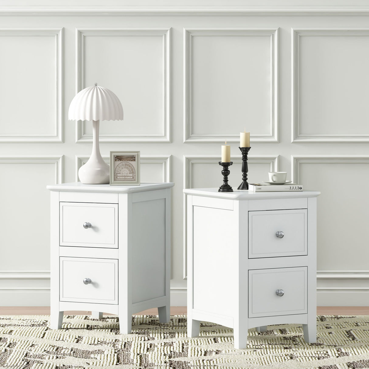 Modern Nightstand, Bed Side Table With 2 Drawers For Bedroom