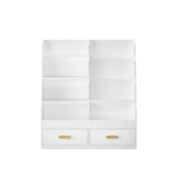 Bookshelf With 2 Storage Drawers, Front Facing Bookcase And Toy Organizer, Multi Tier Reading Shelf - White