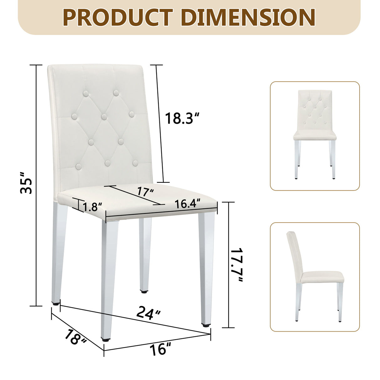 Dining Chairs With Ergonomic Buckle Backrest For Home