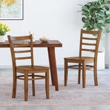 Farmhouse Style Dining Chair Set With Traditional Ladder Back Design
