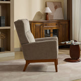 Wide Modern Accent Chair With Wood Legs For Living Room