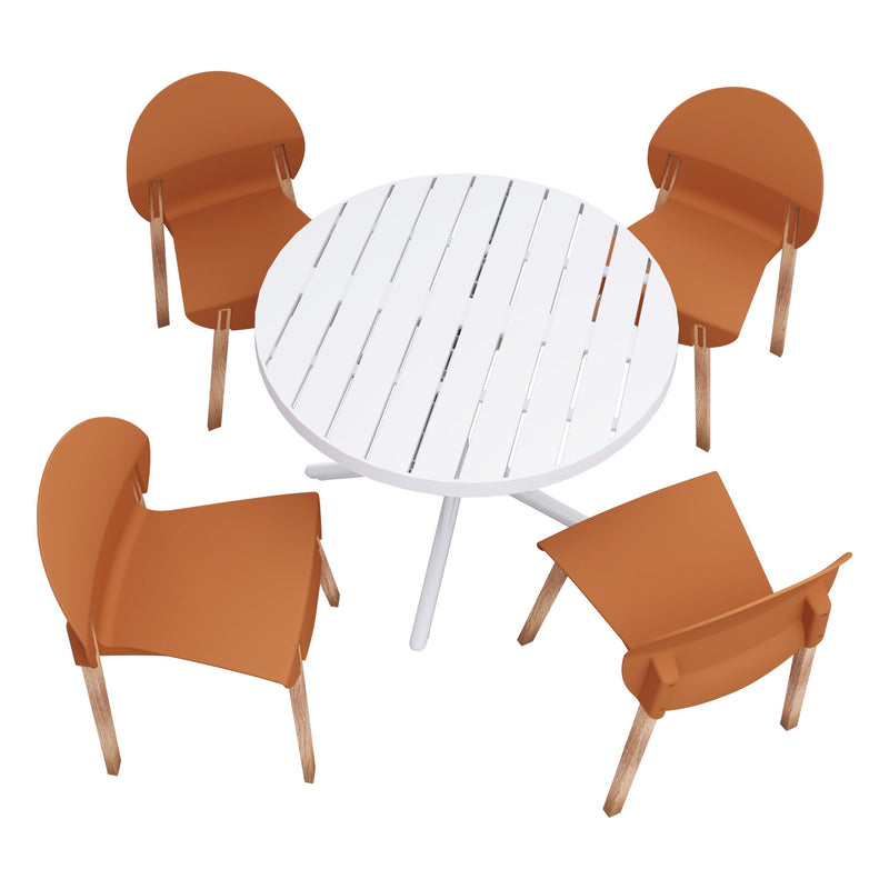 4 Piece Set Of Single Chairs, Traditional Elements With Round Table