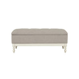 Tufted Storage Bench With Soft Close Lid - Light Gray / Cream